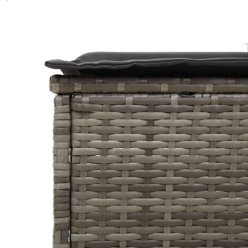 vidaXL 3 Piece Sun Lounger Set with Cushion Grey Poly Rattan