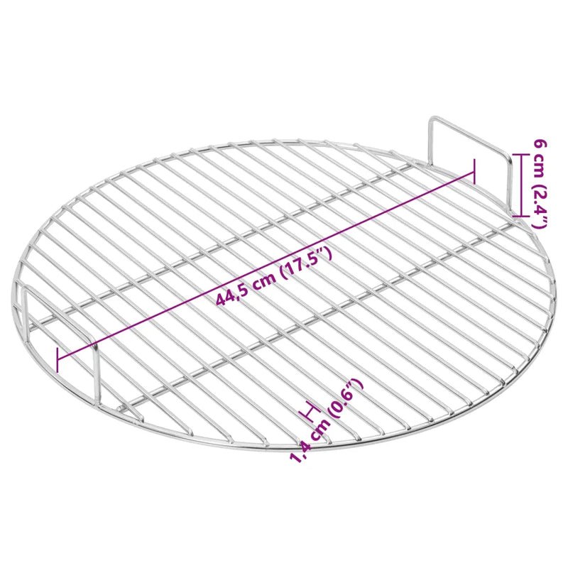 BBQ Grill Grate with Handles Round ��44.5 cm 304 Stainless Steel