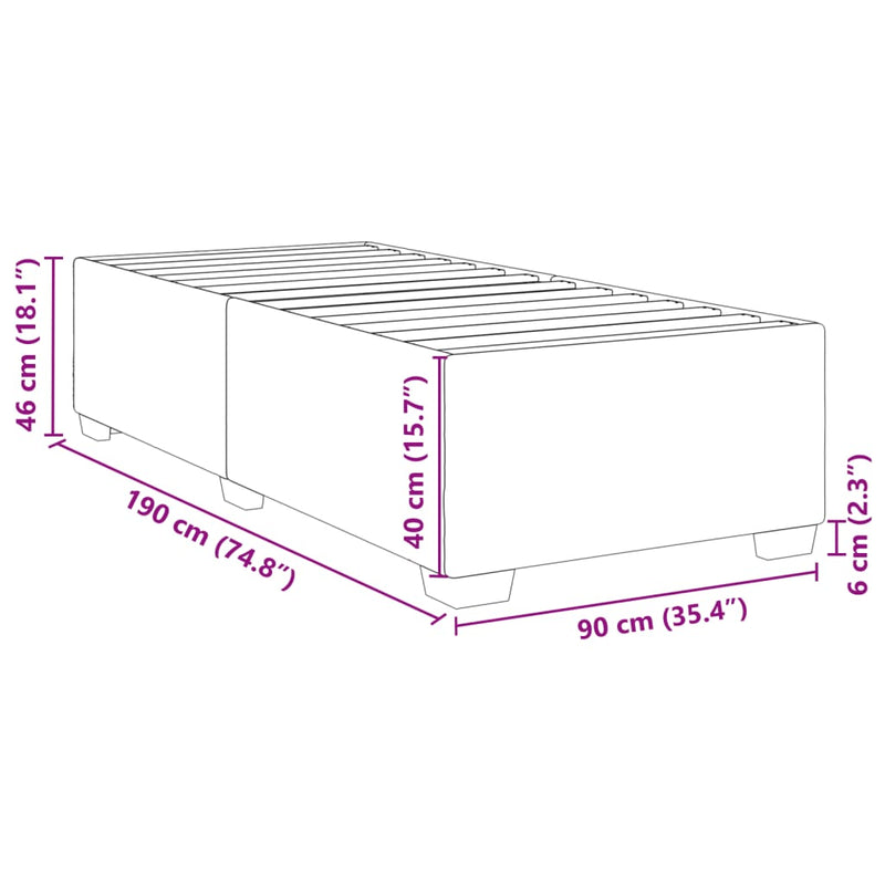 vidaXL Bed Frame without Mattress Black 90x190 cm Fabric