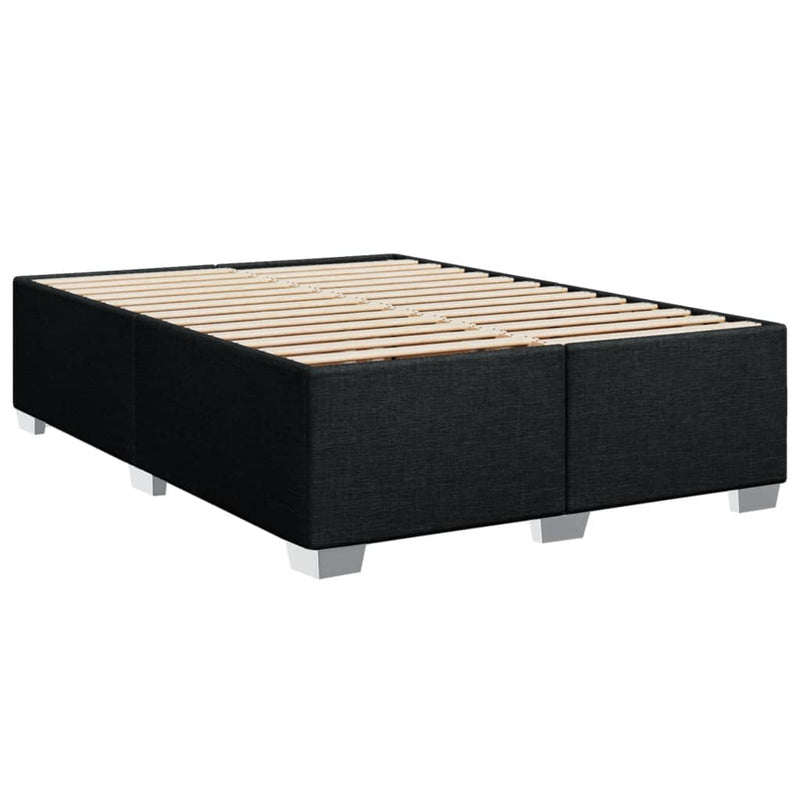 Bed Frame Black Double Size Fabric