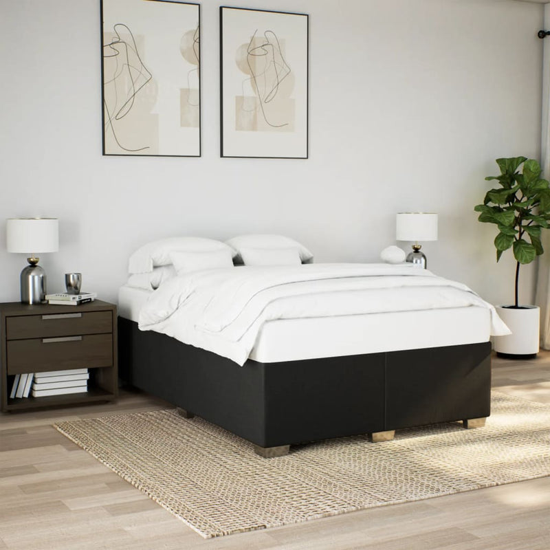 vidaXL Bed Frame without Mattress Black Queen Fabric