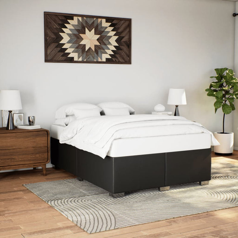 vidaXL Bed Frame without Mattress Black Queen Faux Leather