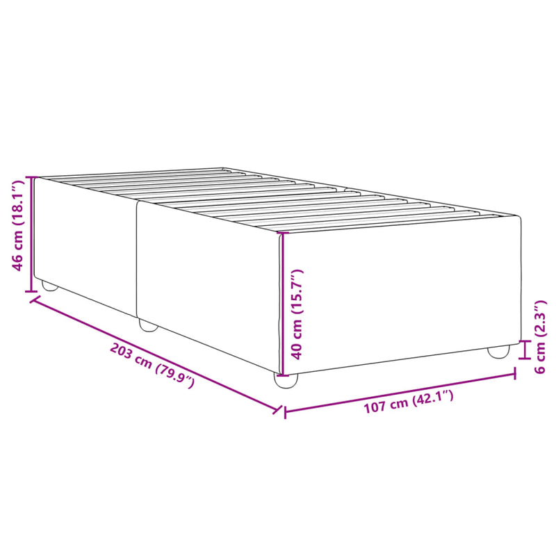 vidaXL Bed Frame without Mattress Dark Grey King Single Fabric
