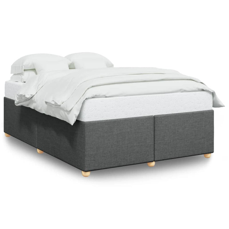 vidaXL Bed Frame without Mattress Dark Grey Queen Fabric