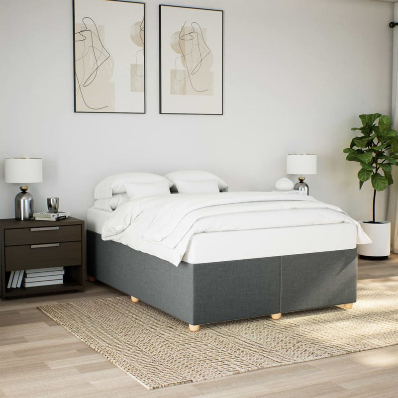 vidaXL Bed Frame without Mattress Dark Grey Queen Fabric