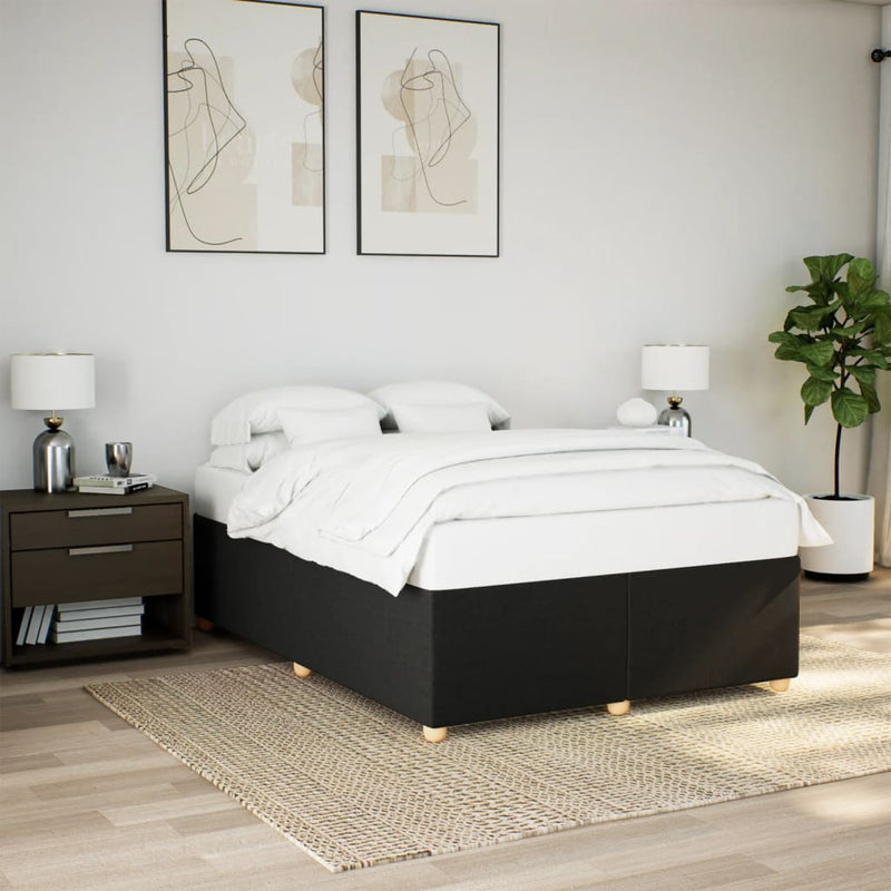 vidaXL Bed Frame without Mattress Black Queen Fabric