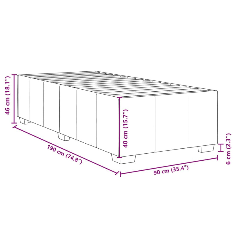vidaXL Bed Frame without Mattress Dark Grey 90x190 cm Fabric