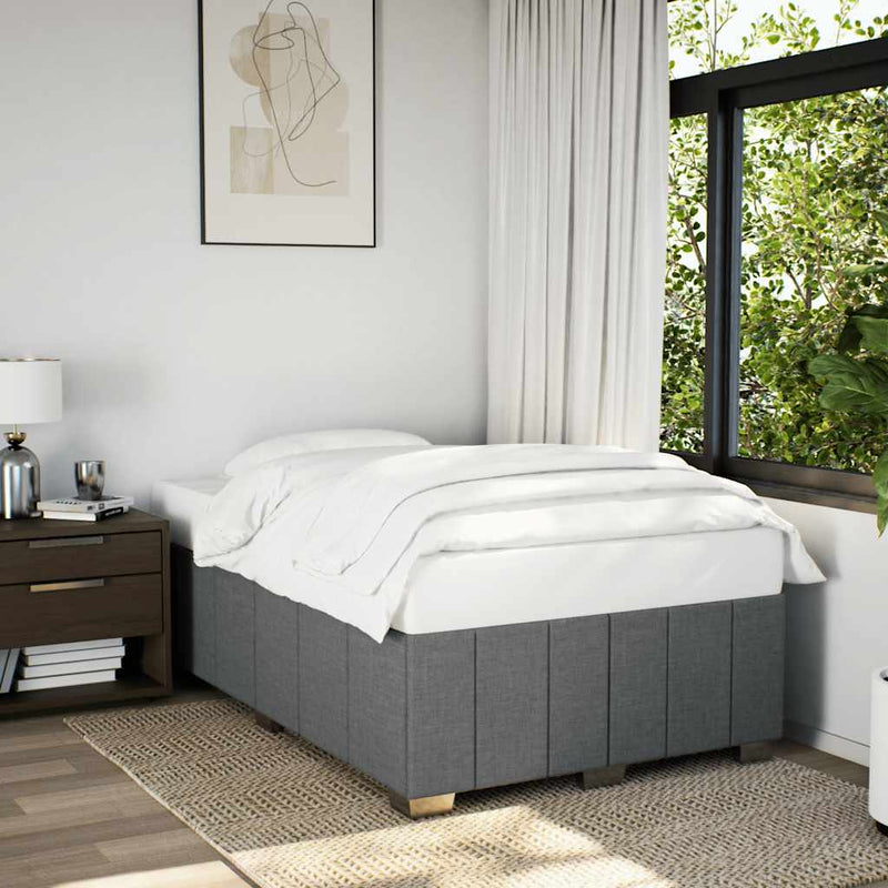vidaXL Bed Frame without Mattress Dark Grey Double Fabric