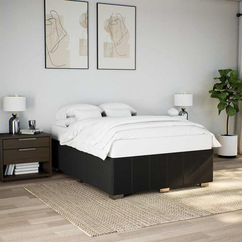 vidaXL Bed Frame without Mattress Black Queen Fabric