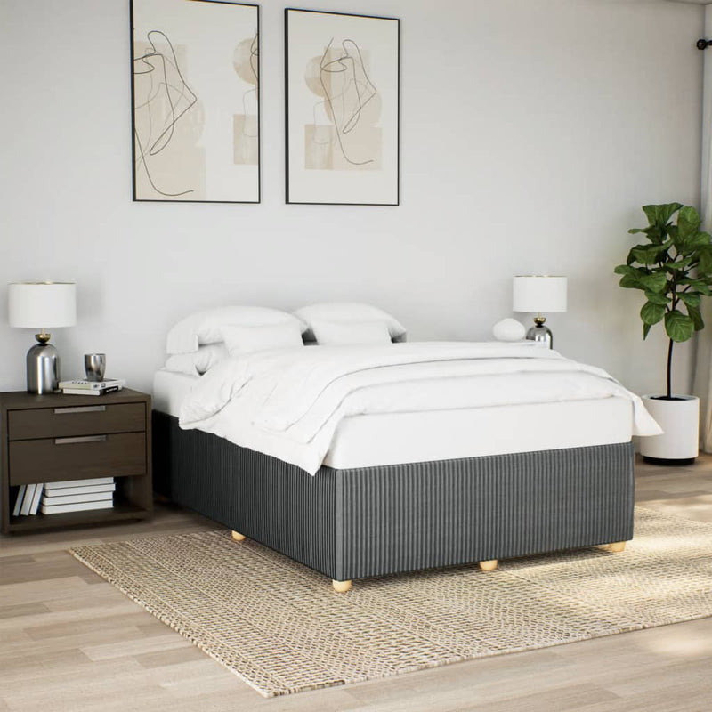 Bed Frame Dark Grey Double Fabric