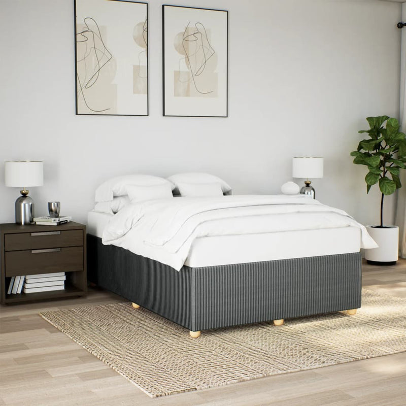 vidaXL Bed Frame without Mattress Dark Grey Double Fabric