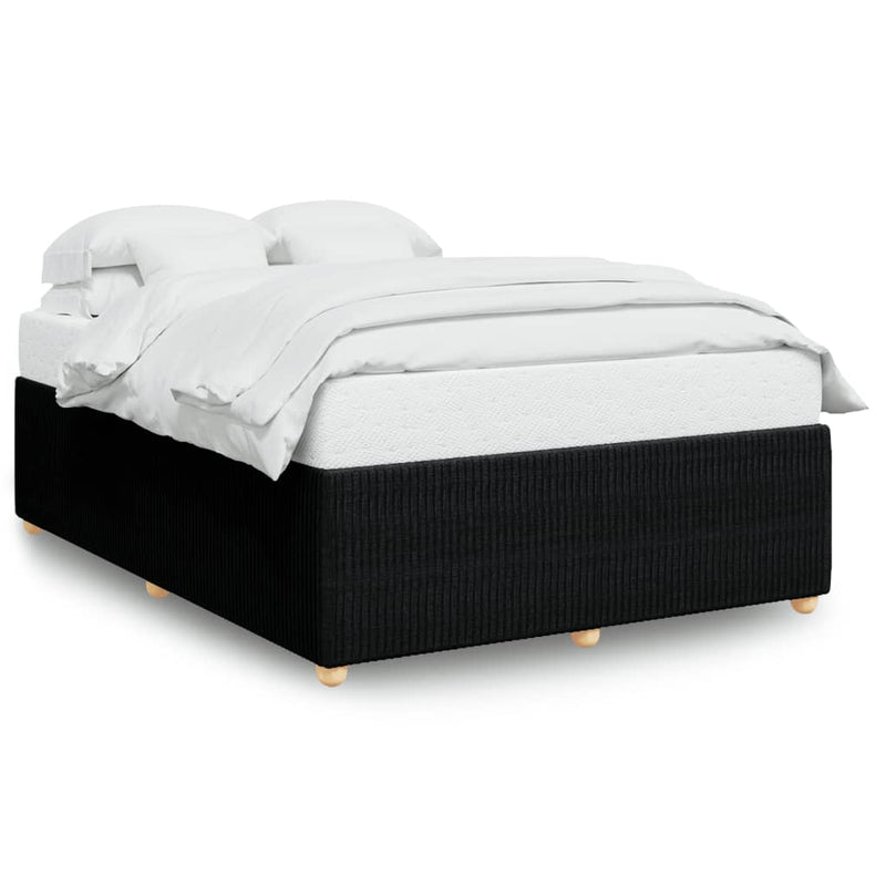 Bed Frame Black Double Fabric