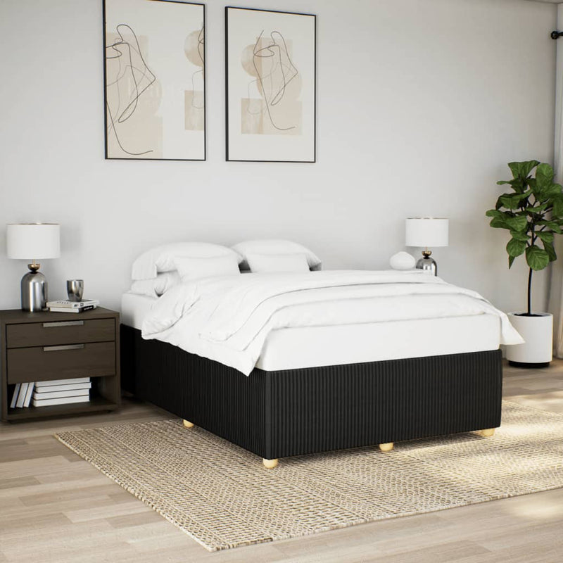 Bed Frame Black Double Fabric