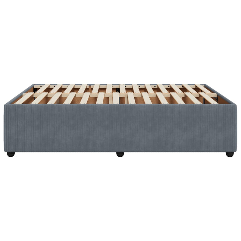 Bed Frame Dark Grey Queen Velvet