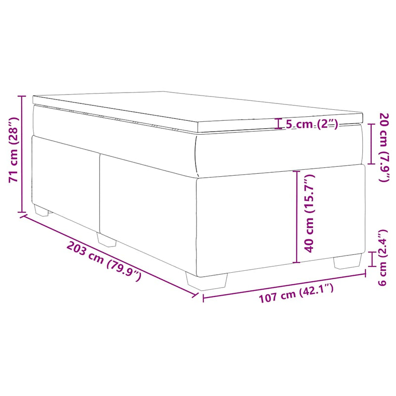 vidaXL Box Spring Bed with Mattress Dark Grey King Single Fabric