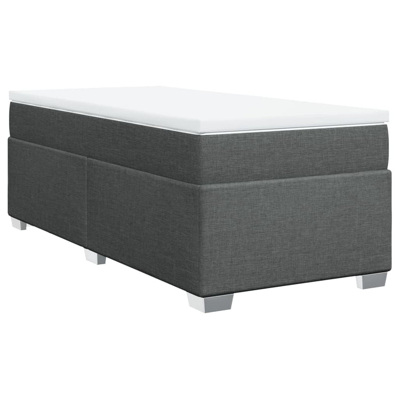 vidaXL Box Spring Bed with Mattress Dark Grey King Single Fabric