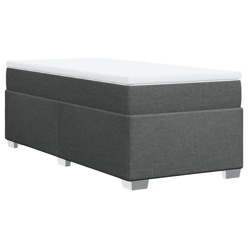 vidaXL Box Spring Bed with Mattress Dark Grey King Single Fabric