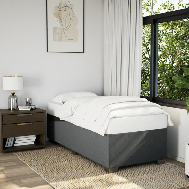 vidaXL Box Spring Bed with Mattress Dark Grey King Single Fabric