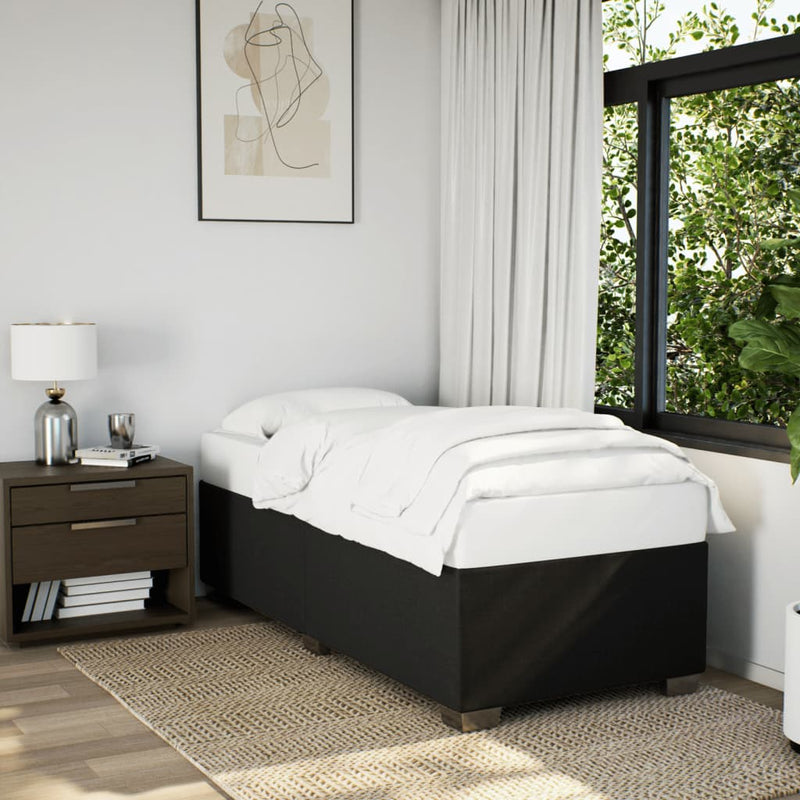 vidaXL Box Spring Bed with Mattress Black King Single Fabric