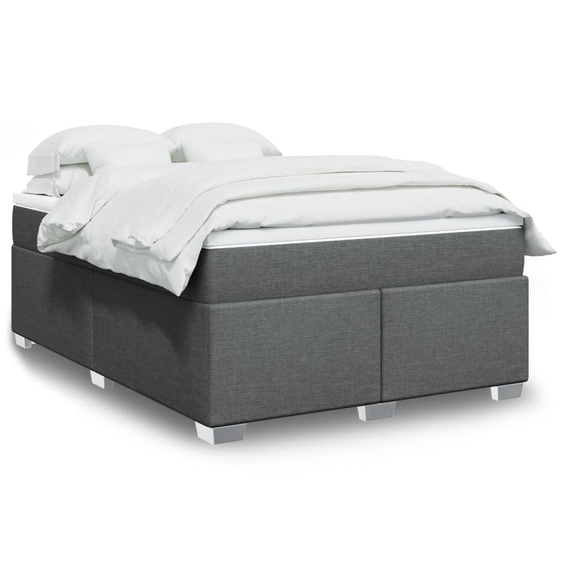 vidaXL Box Spring Bed with Mattress Light Grey Queen Fabric