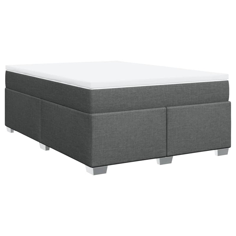 vidaXL Box Spring Bed with Mattress Light Grey Queen Fabric