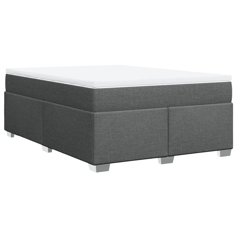 vidaXL Box Spring Bed with Mattress Light Grey Queen Fabric
