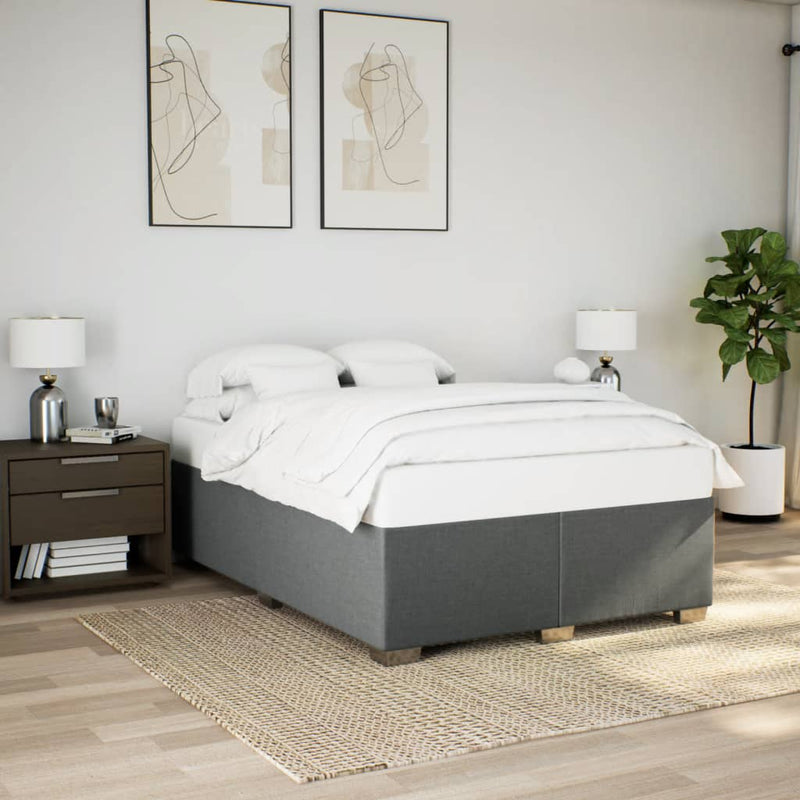 vidaXL Box Spring Bed with Mattress Light Grey Queen Fabric