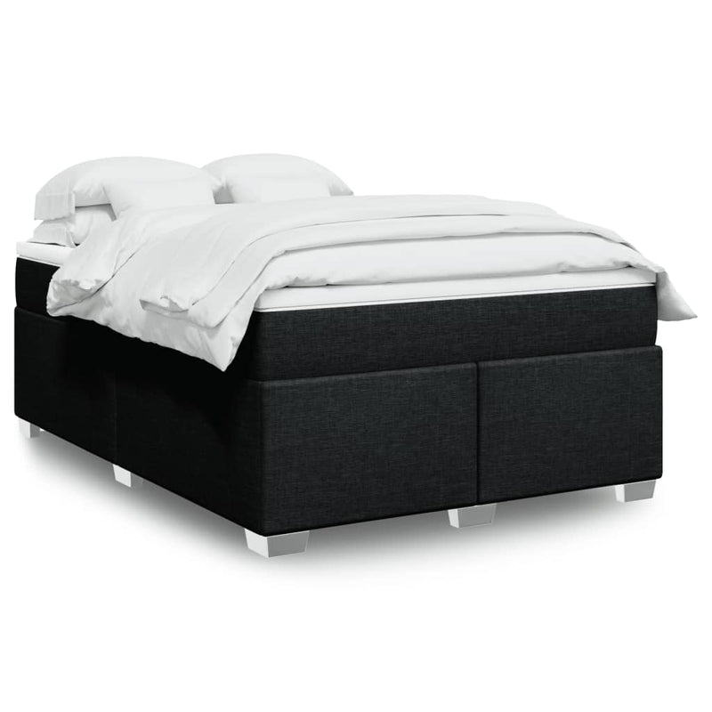 vidaXL Box Spring Bed with Mattress Dark Grey Queen Fabric