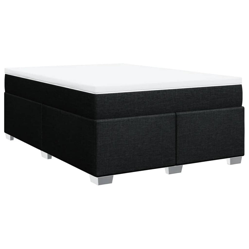 vidaXL Box Spring Bed with Mattress Dark Grey Queen Fabric