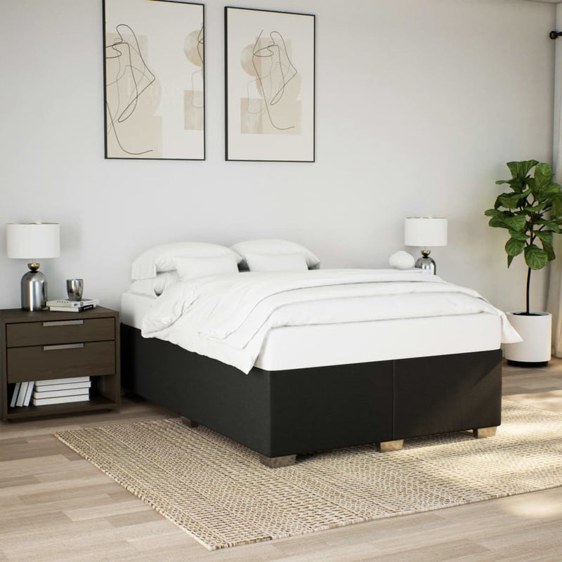 vidaXL Box Spring Bed with Mattress Dark Grey Queen Fabric