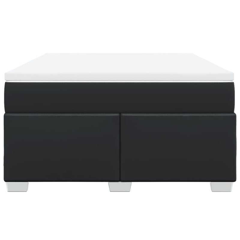 vidaXL Box Spring Bed with Mattress Black Queen Faux Leather