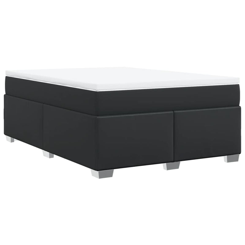 vidaXL Box Spring Bed with Mattress Black Queen Faux Leather