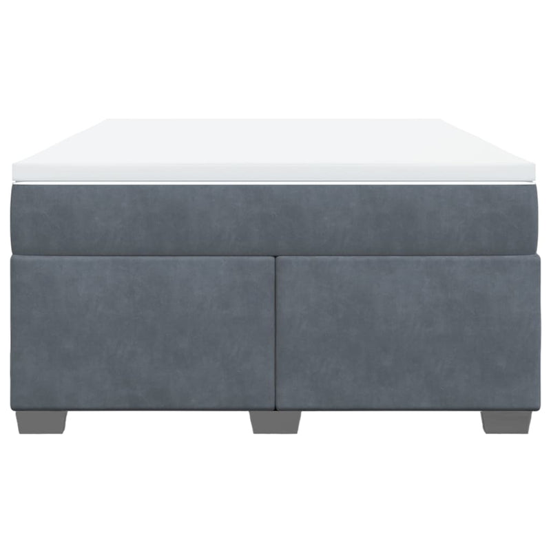 vidaXL Box Spring Bed with Mattress Dark Grey Queen Velvet
