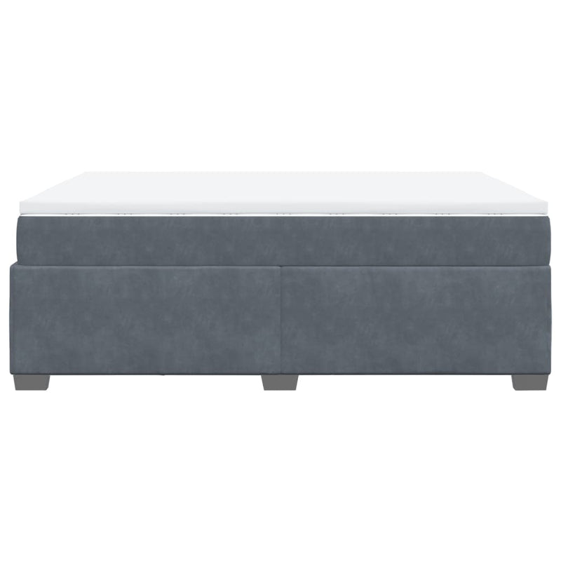 vidaXL Box Spring Bed with Mattress Dark Grey Queen Velvet