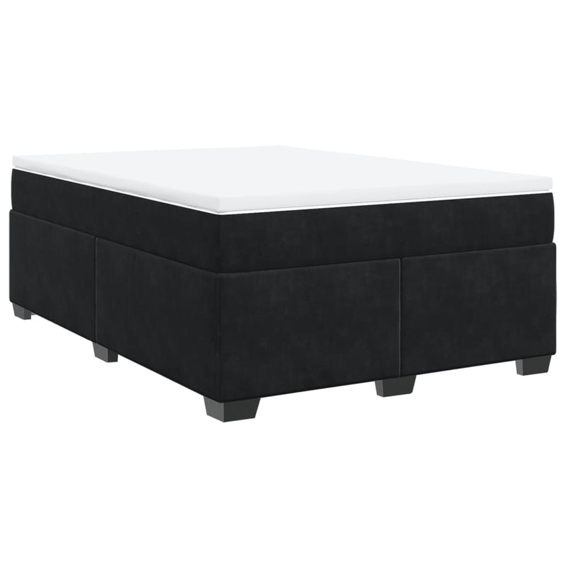 vidaXL Box Spring Bed with Mattress Black Queen Velvet