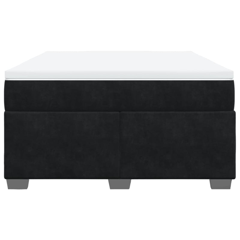 vidaXL Box Spring Bed with Mattress Black Queen Velvet