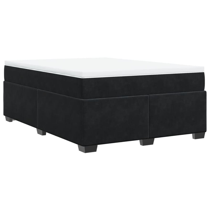 vidaXL Box Spring Bed with Mattress Black Queen Velvet