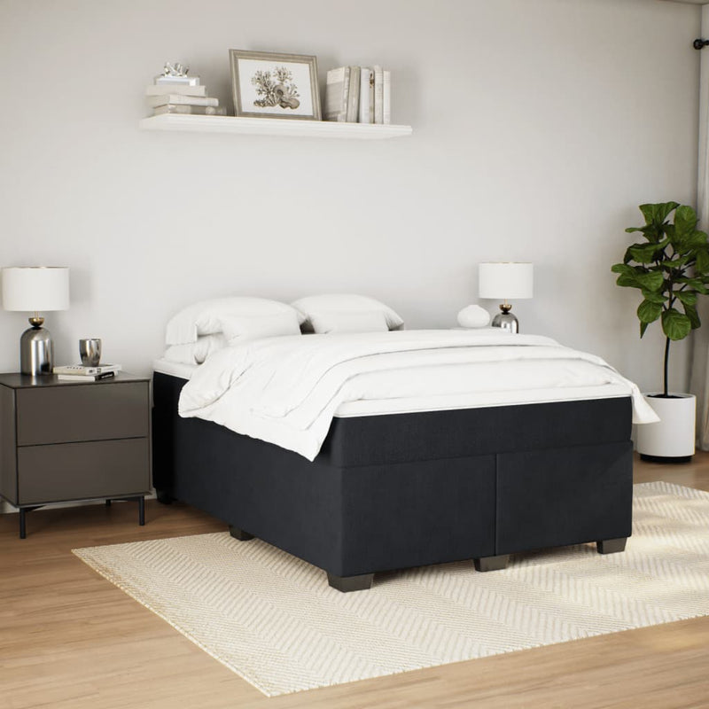 vidaXL Box Spring Bed with Mattress Black Queen Velvet