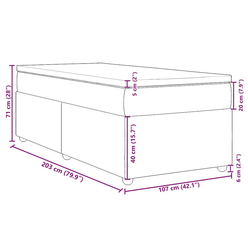 vidaXL Box Spring Bed with Mattress Dark Grey King Single Fabric