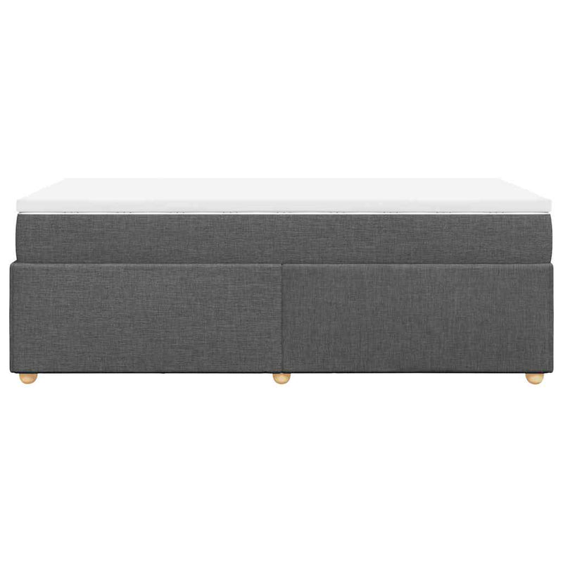 vidaXL Box Spring Bed with Mattress Dark Grey King Single Fabric