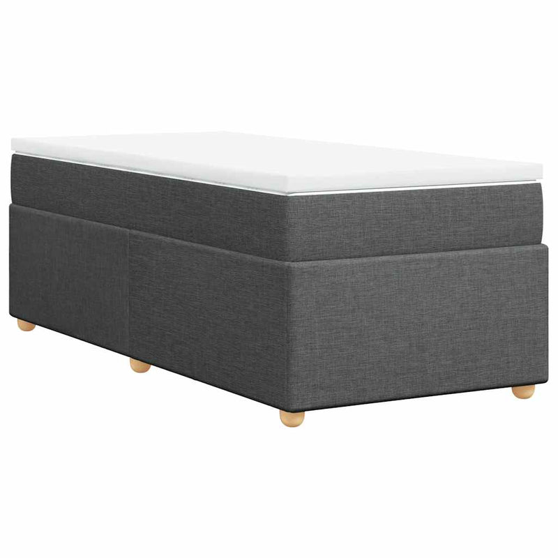 vidaXL Box Spring Bed with Mattress Dark Grey King Single Fabric