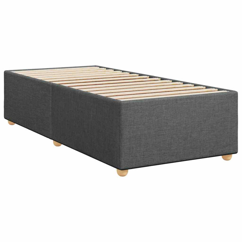 vidaXL Box Spring Bed with Mattress Dark Grey King Single Fabric