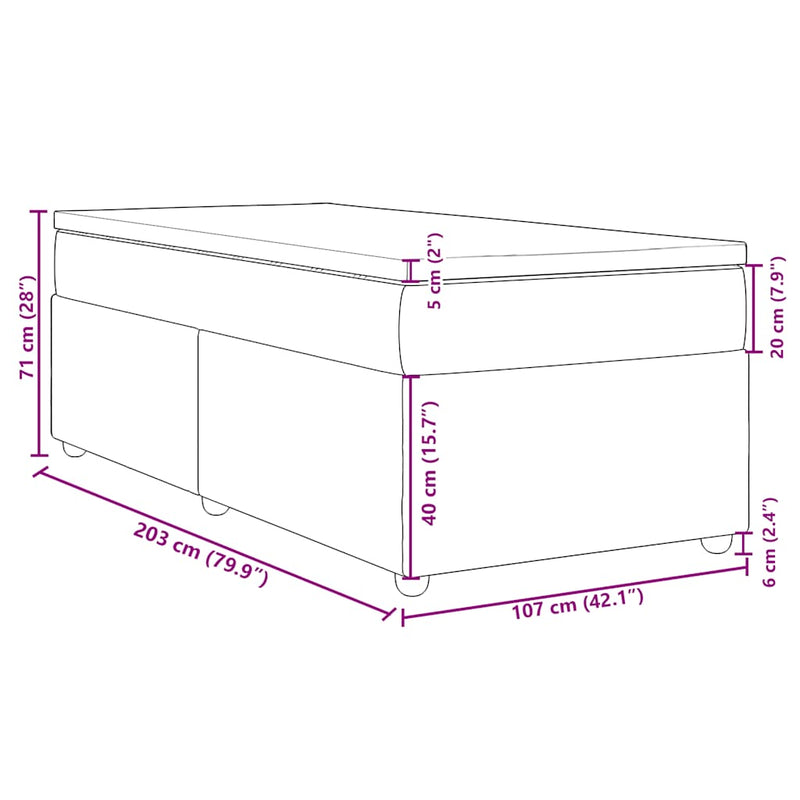 vidaXL Box Spring Bed with Mattress Black King Single Fabric