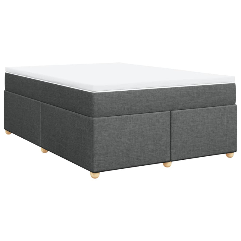 vidaXL Box Spring Bed with Mattress Light Grey Queen Fabric
