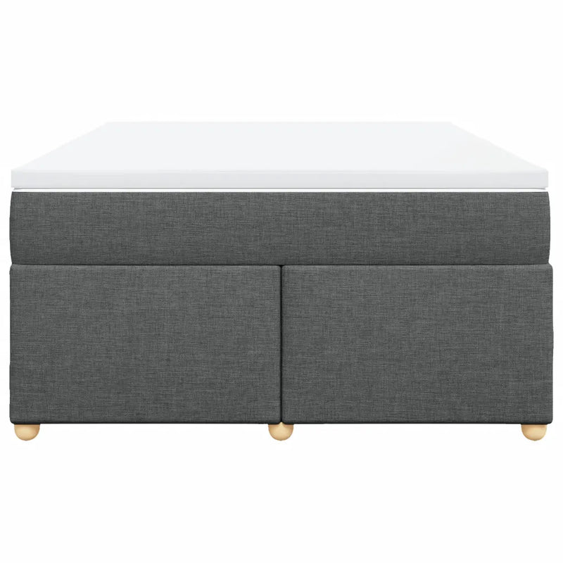 Box Spring Bed with Mattress Light Grey Queen Fabric