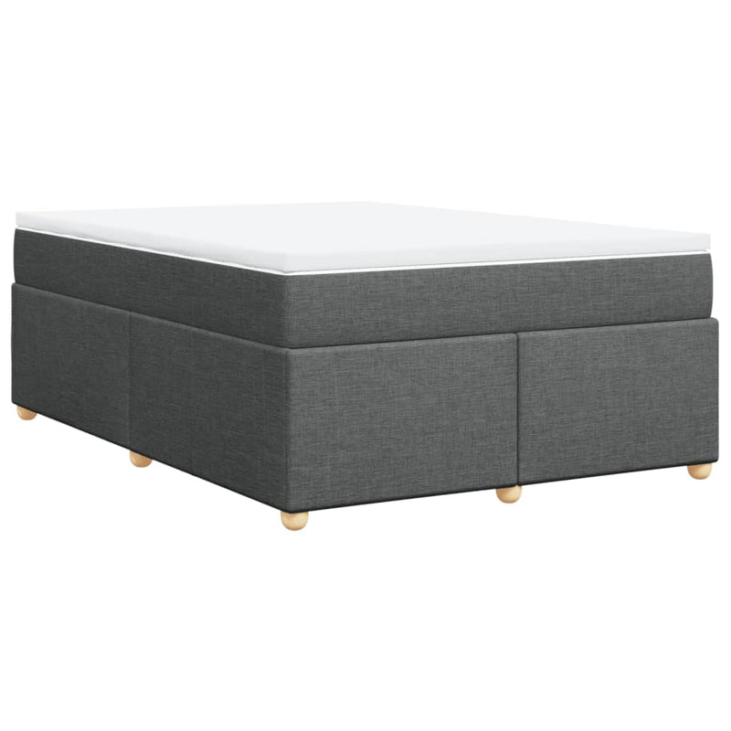 vidaXL Box Spring Bed with Mattress Light Grey Queen Fabric