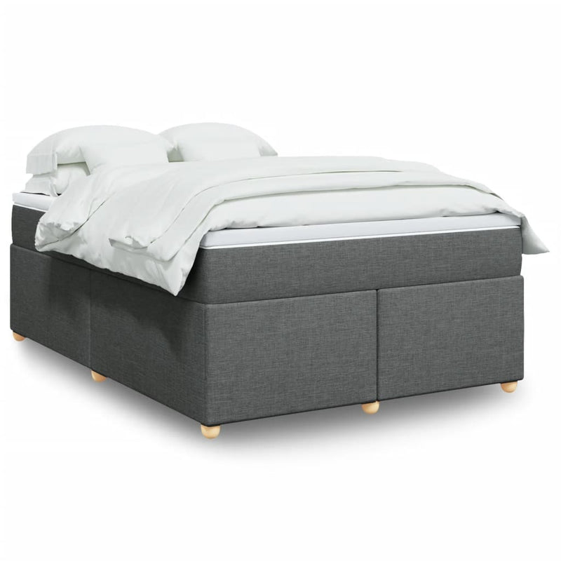 vidaXL Box Spring Bed with Mattress Light Grey Queen Fabric