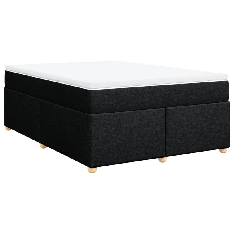 vidaXL Box Spring Bed with Mattress Black Queen Fabric