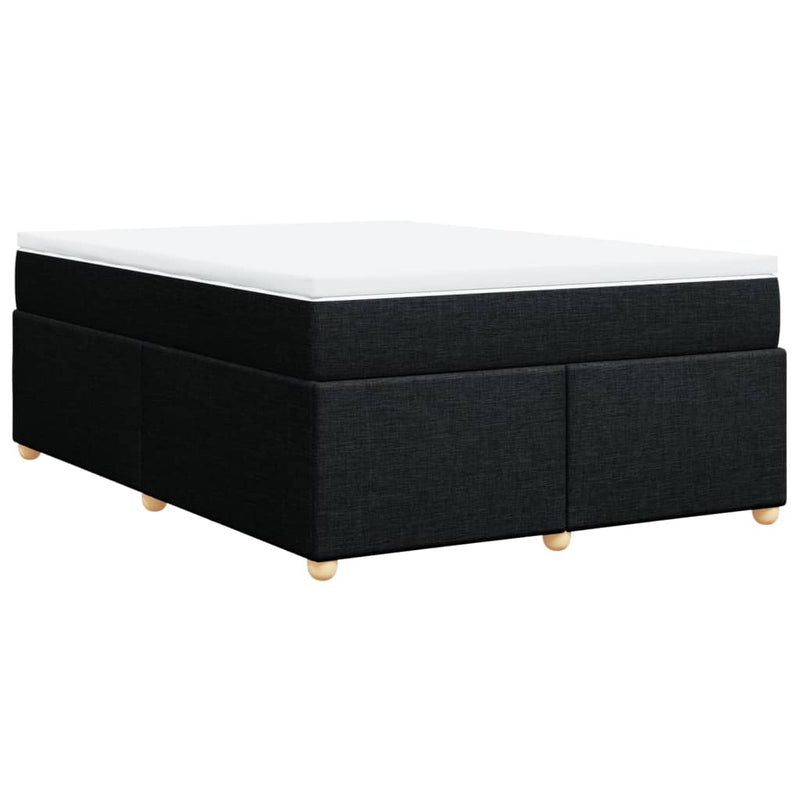 vidaXL Box Spring Bed with Mattress Black Queen Fabric