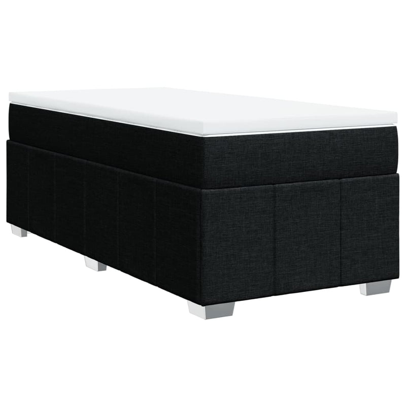 vidaXL Box Spring Bed with Mattress Black King Single Fabric